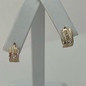 14k yellow gold hoop earrings Cz